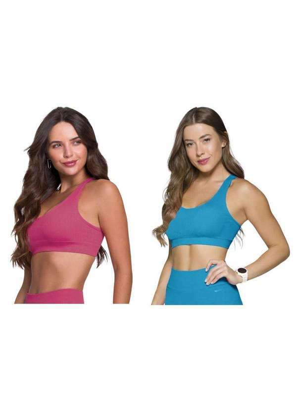 Selene - Kit 2 Tops Canelado Selene sem Costura Feminino Rosa