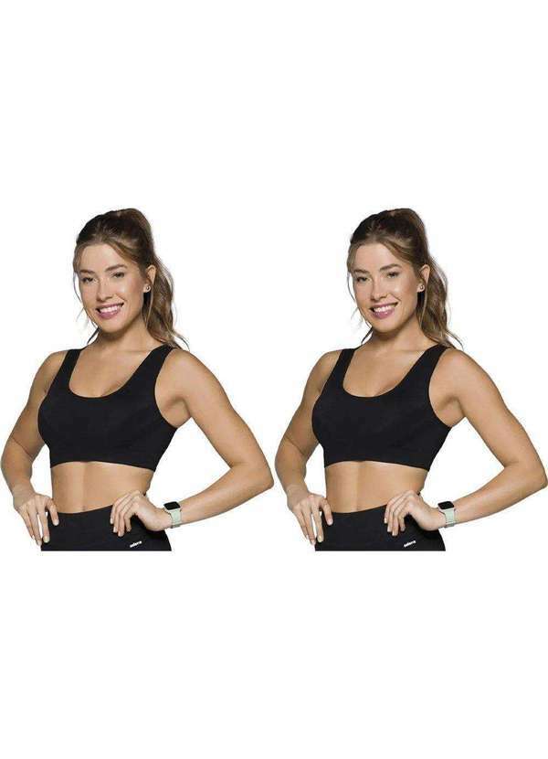 Selene - Kit 2 Tops Canelados Selene sem Costura Feminino Preto