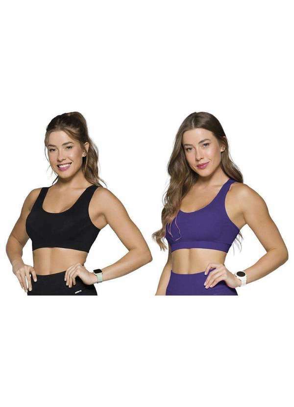 Selene - Kit 2 Tops Canelados Selene sem Costura Feminino Preto