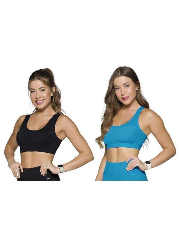 Selene - Kit 2 Tops Canelados Selene sem Costura Feminino Preto