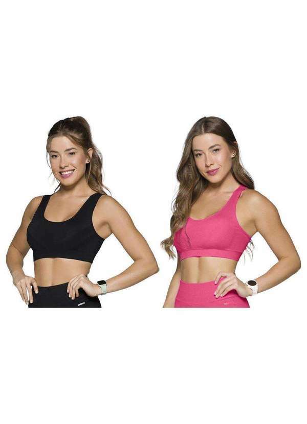 Selene - Kit 2 Tops Canelados Selene sem Costura Feminino Preto