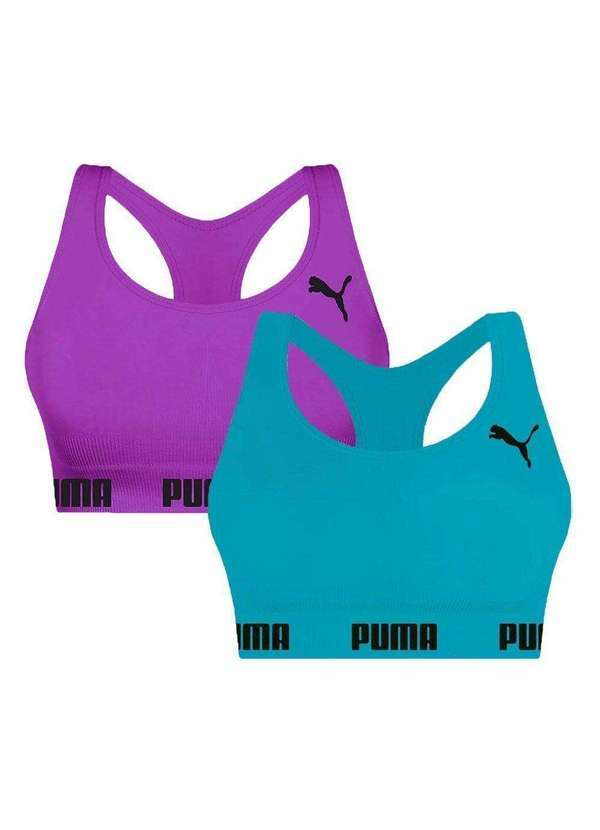 Selene - Kit 2 Tops Puma Nadador sem Costura Feminino Azul