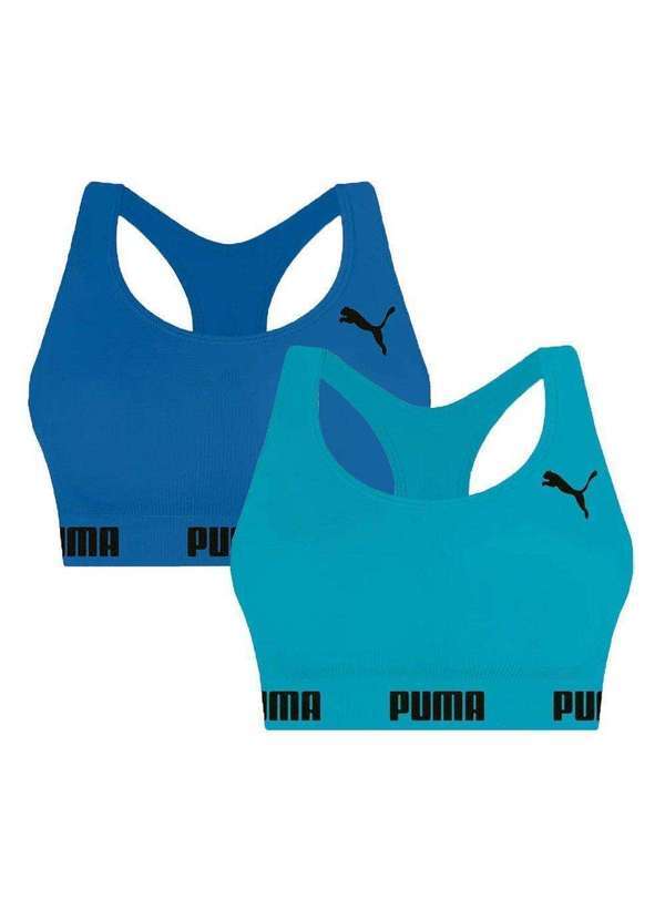 Selene - Kit 2 Tops Puma Nadador sem Costura Feminino Azul