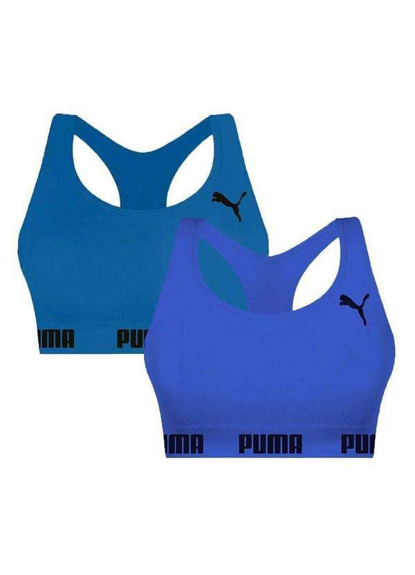 Selene - Kit 2 Tops Puma Nadador sem Costura Feminino Azul