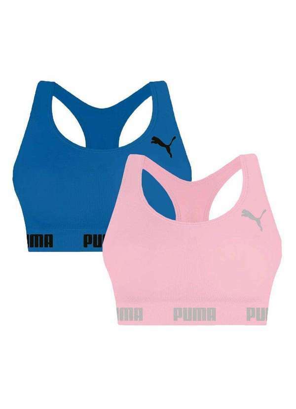 Selene - Kit 2 Tops Puma Nadador sem Costura Feminino Azul