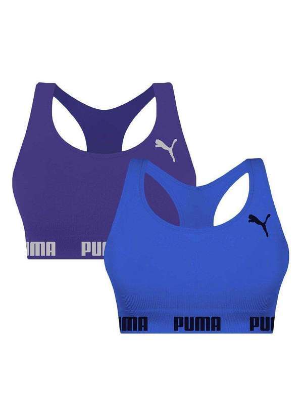 Puma - Kit 2 Tops Puma Nadador sem Costura Feminino Azul