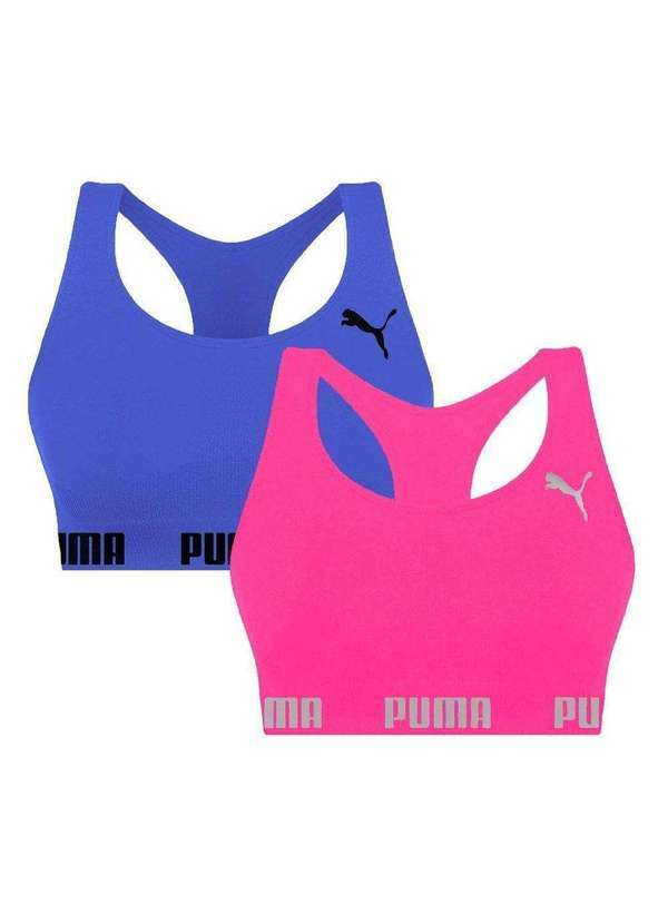 Puma - Kit 2 Tops Puma Nadador sem Costura Feminino Azul