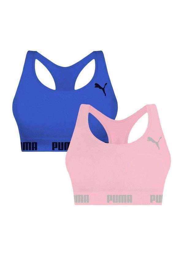 Puma - Kit 2 Tops Puma Nadador sem Costura Feminino Azul
