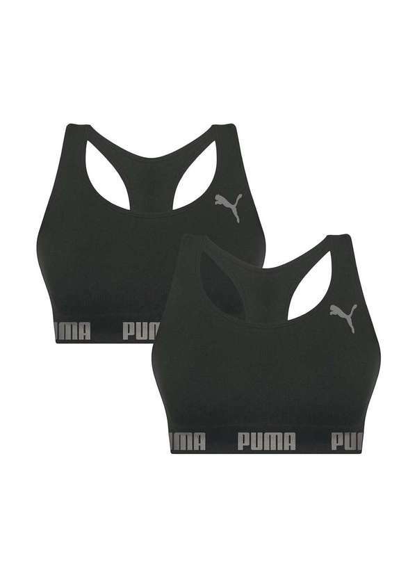 Puma - Kit 2 Tops Puma Nadador sem Costura Feminino Preto