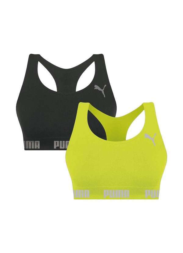 Puma - Kit 2 Tops Puma Nadador sem Costura Feminino Preto