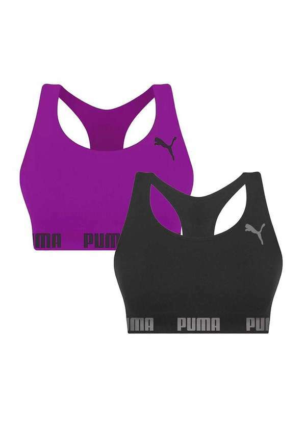 Puma - Kit 2 Tops Puma Nadador sem Costura Feminino Preto