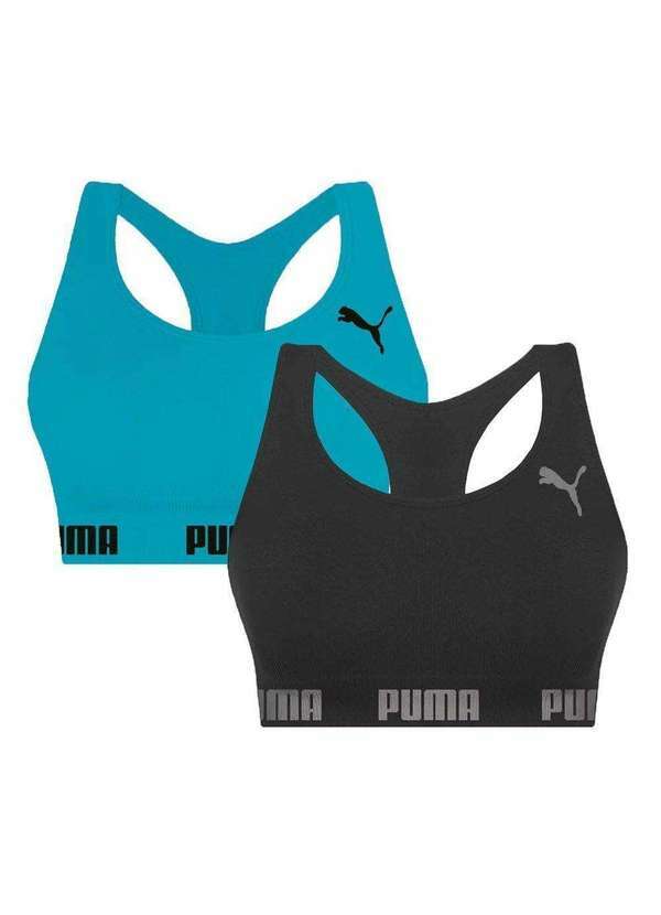 Selene - Kit 2 Tops Puma Nadador sem Costura Feminino Preto