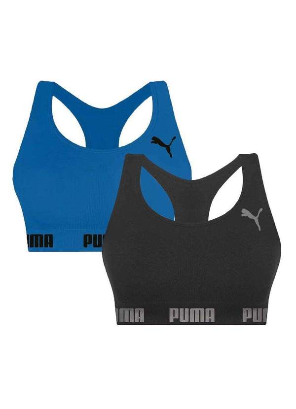 Selene - Kit 2 Tops Puma Nadador sem Costura Feminino Preto
