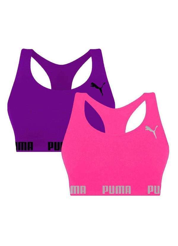 Puma - Kit 2 Tops Puma Nadador sem Costura Feminino Rosa