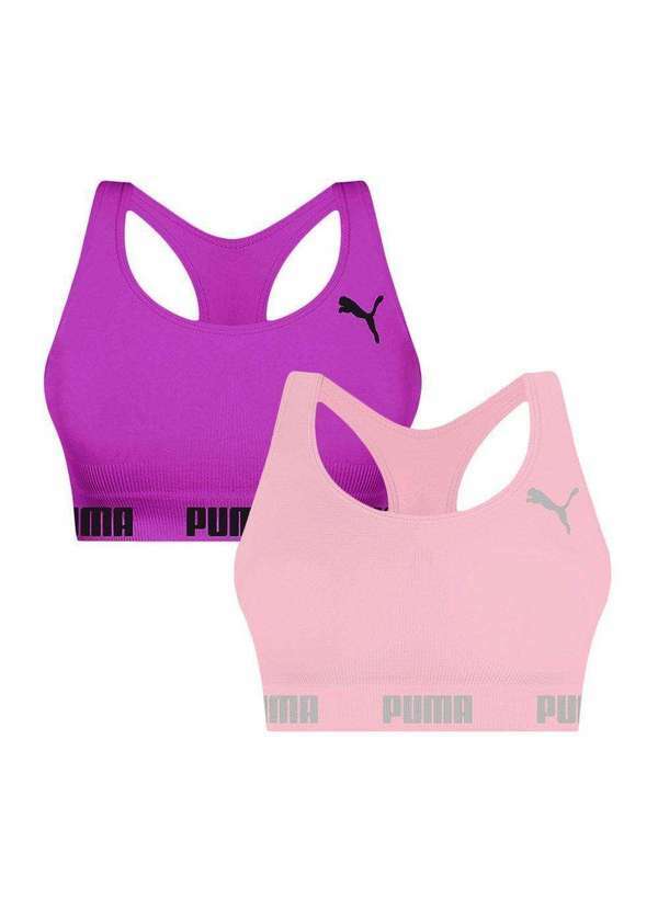 Puma - Kit 2 Tops Puma Nadador sem Costura Feminino Rosa