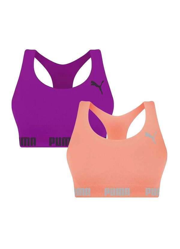 Puma - Kit 2 Tops Puma Nadador sem Costura Feminino Rosa