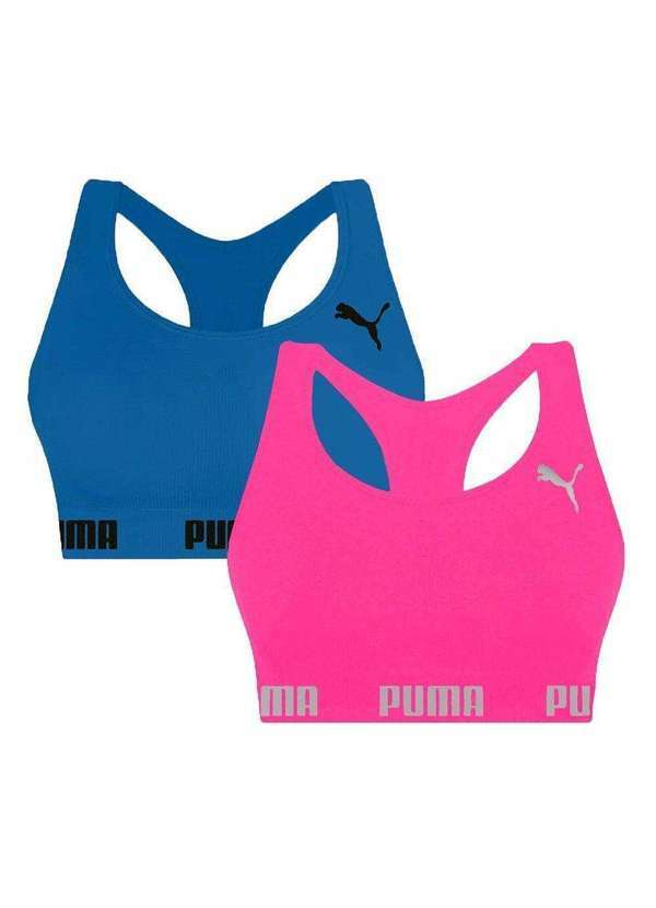 Selene - Kit 2 Tops Puma Nadador sem Costura Feminino Rosa