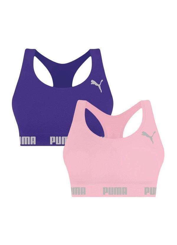 Puma - Kit 2 Tops Puma Nadador sem Costura Feminino Roxo