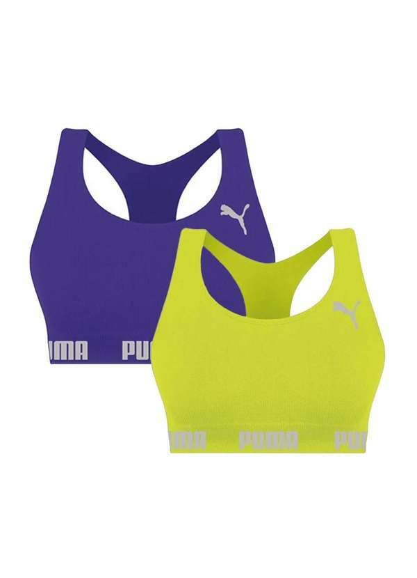 Puma - Kit 2 Tops Puma Nadador sem Costura Feminino Roxo