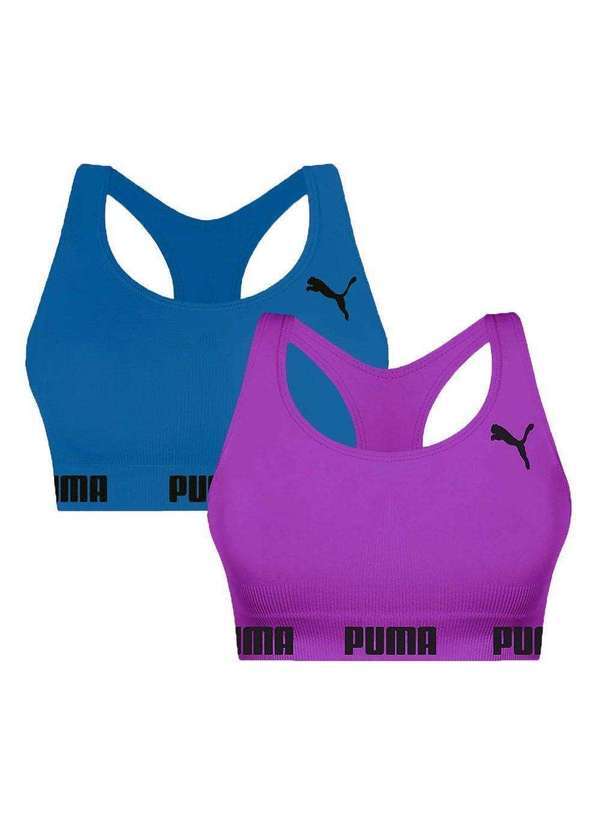 Selene - Kit 2 Tops Puma Nadador sem Costura Feminino Roxo