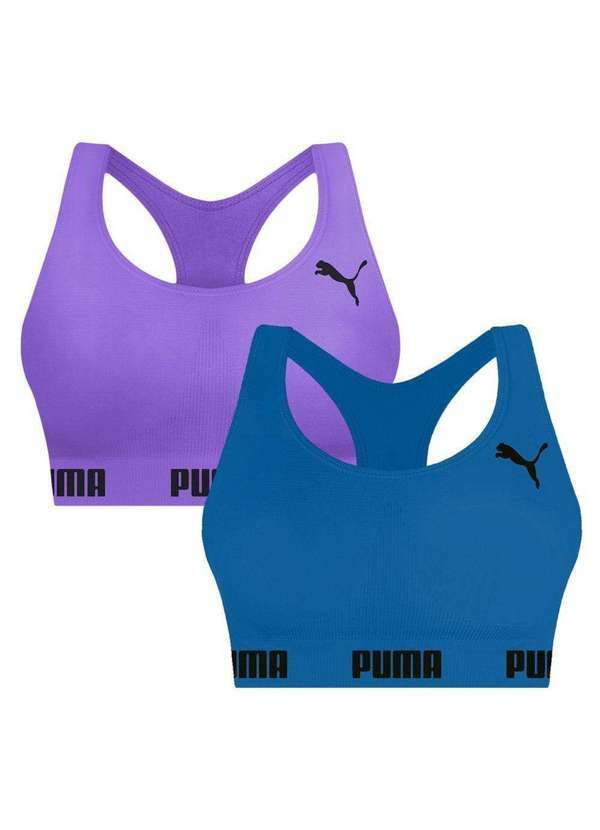 Puma - Kit 2 Tops Puma Nadador sem Costura Feminino Roxo