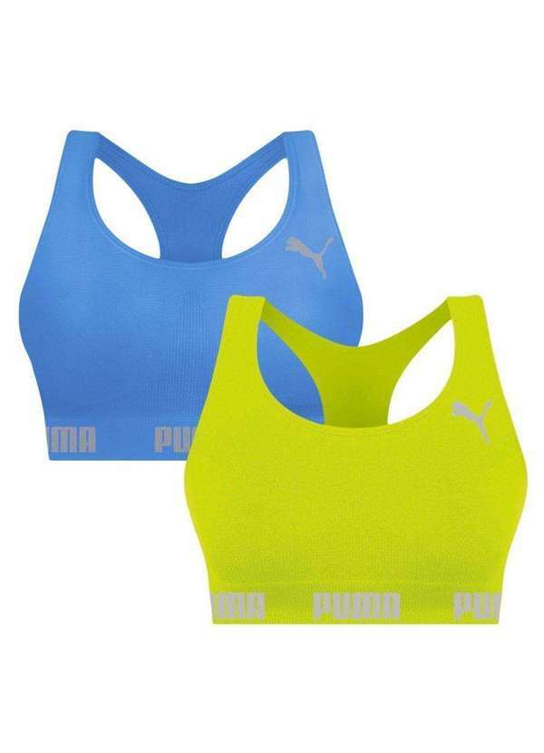 Puma - Kit 2 Tops Puma Nadador sem Costura Feminino Azul