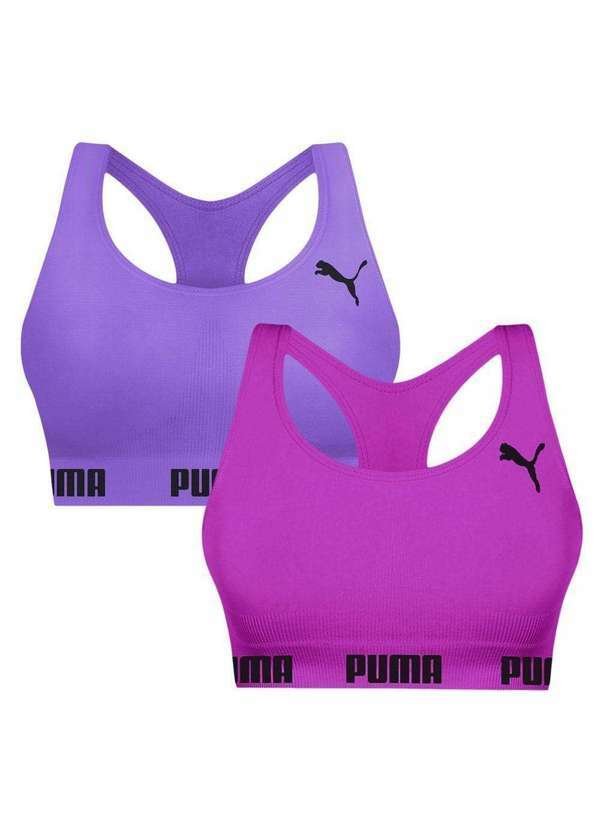 Puma - Kit 2 Tops Puma Nadador sem Costura Feminino Rosa