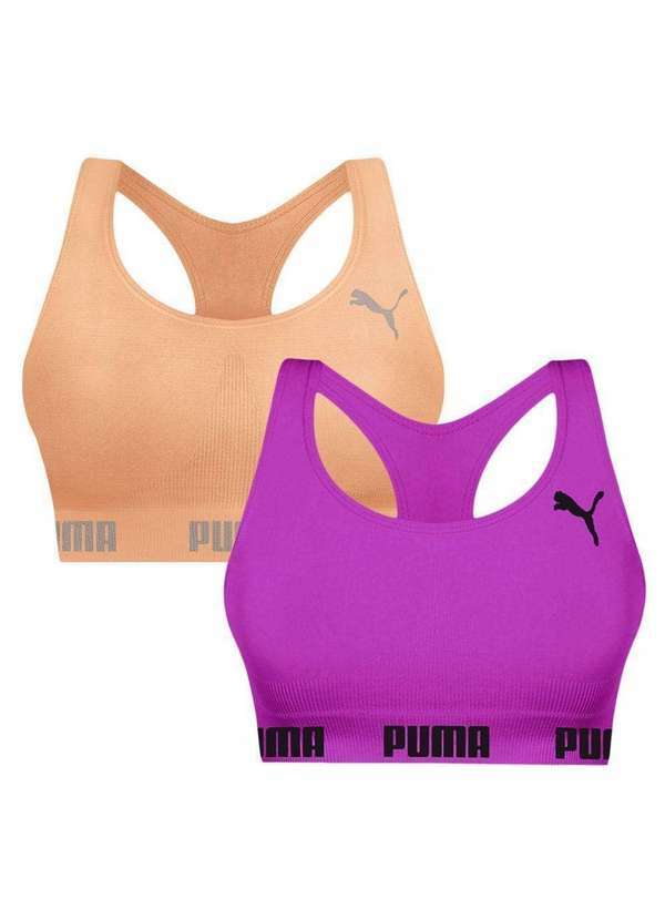 Puma - Kit 2 Tops Puma Nadador sem Costura Feminino Rosa