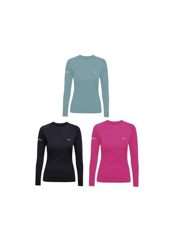 Puma - Kit 3 Camisas Térmicas Puma Uv50 Manga Longa Feminina Preto