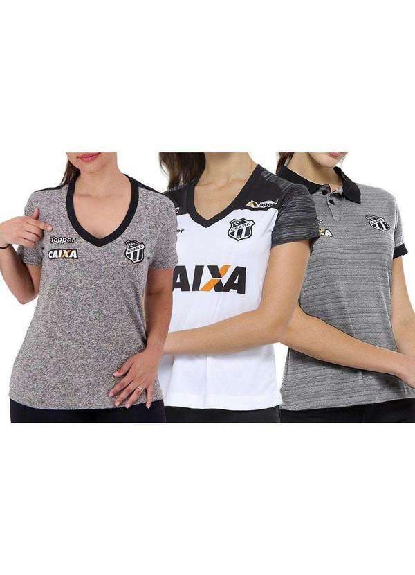 Topper - Kit 3 Camisas Topper Ceará 2018 Feminina Cinza
