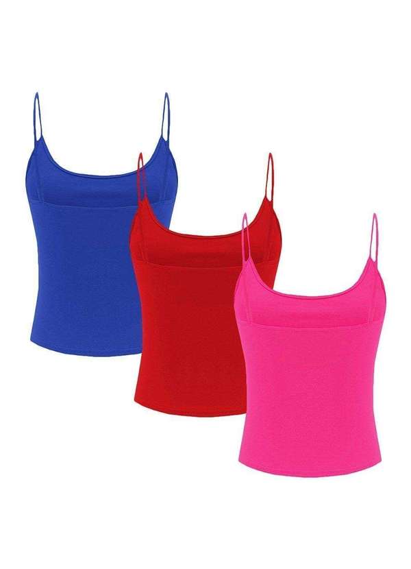 Pmc - Kit 3 Regatas de Alcinha Pmc Básica Feminina Azul 2