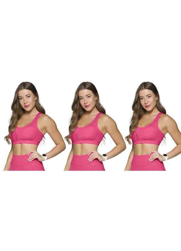 Selene - Kit 3 Tops Canelado Selene sem Costura Feminino Rosa