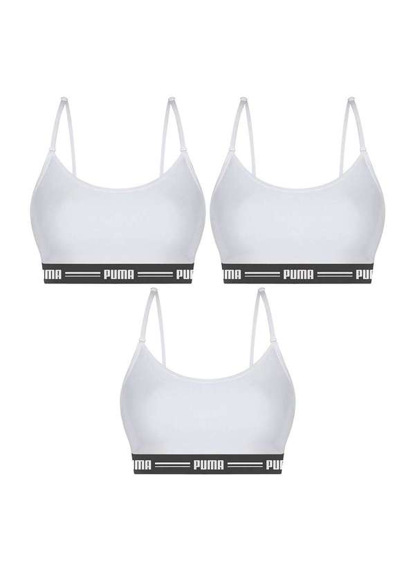 Puma - Kit 3 Tops Puma Modal Stretch Feminino Branco