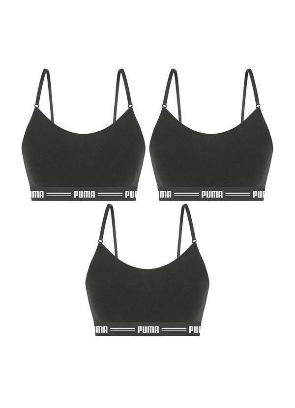 Puma - Kit 3 Tops Puma Modal Stretch Feminino Preto