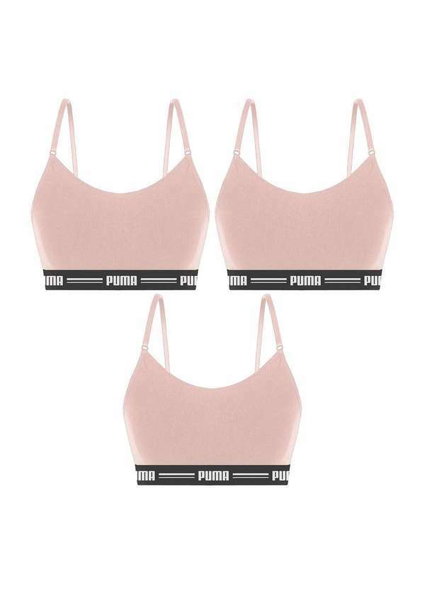 Puma - Kit 3 Tops Puma Modal Stretch Feminino Rosa