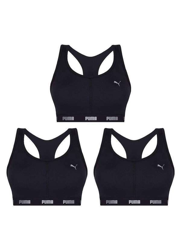 Puma - Kit 3 Tops Puma Nadador com Bojo Feminino Kit 3 Tops Puma Nadador Feminino