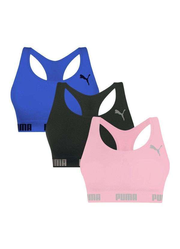 Puma - Kit 3 Tops Puma Nadador sem Costura Feminino Azul