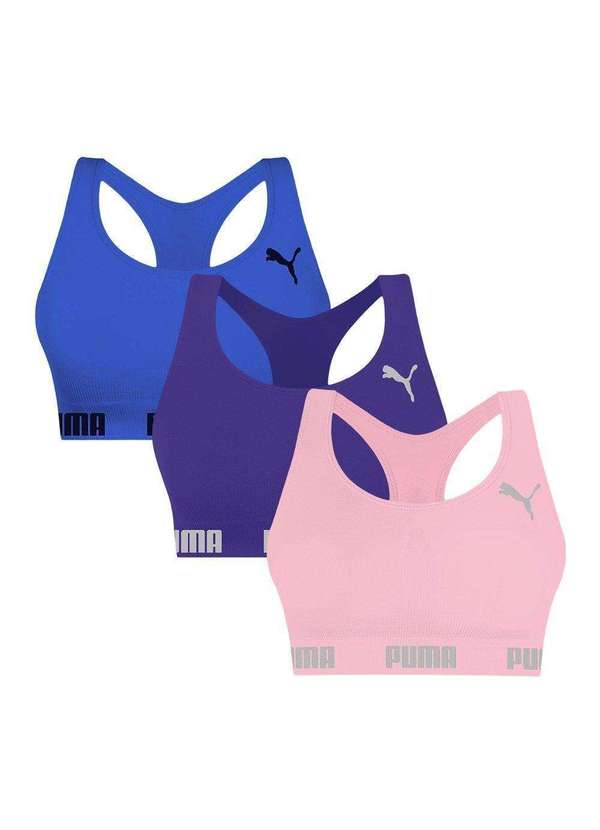 Puma - Kit 3 Tops Puma Nadador sem Costura Feminino Azul