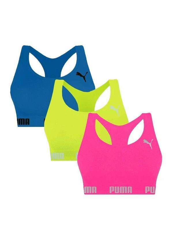 Selene - Kit 3 Tops Puma Nadador sem Costura Feminino Cinza