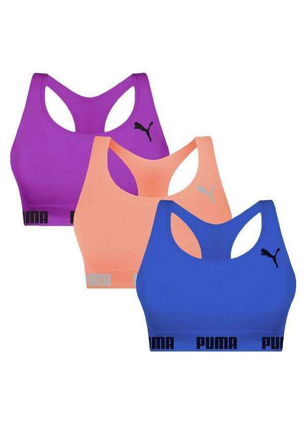 Puma - Kit 3 Tops Puma Nadador sem Costura Feminino Kit 3 Tops Puma Nadador Feminino