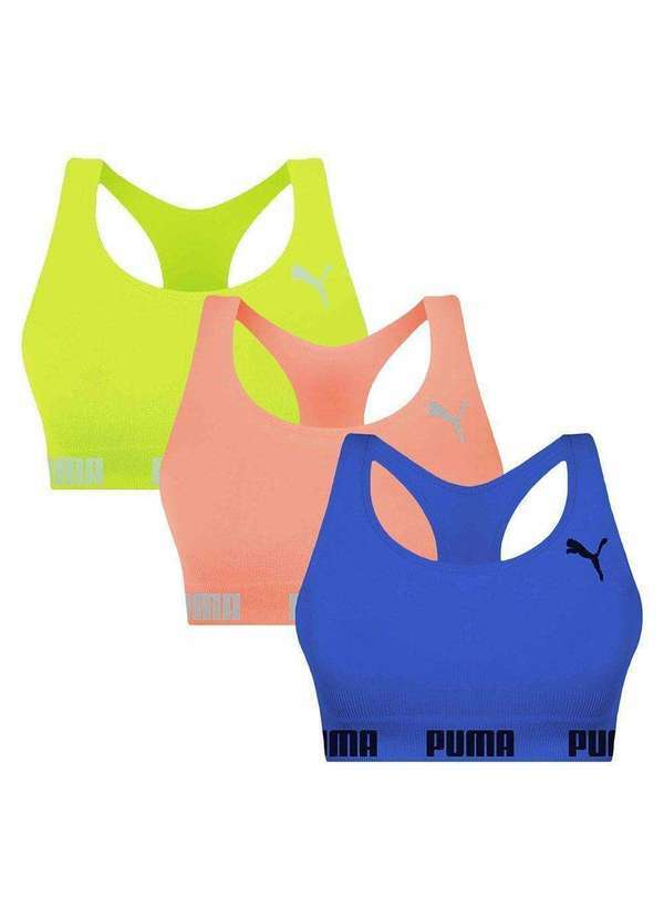 Puma - Kit 3 Tops Puma Nadador sem Costura Feminino Kit 3 Tops Puma Nadador Feminino