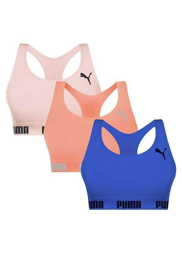 Puma - Kit 3 Tops Puma Nadador sem Costura Feminino Kit 3 Tops Puma Nadador Feminino