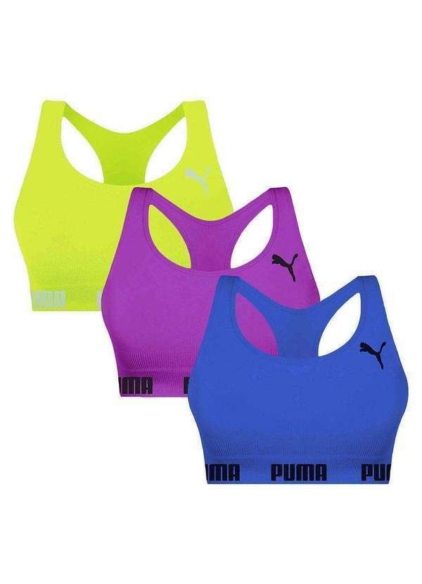 Puma - Kit 3 Tops Puma Nadador sem Costura Feminino Kit 3 Tops Puma Nadador Feminino