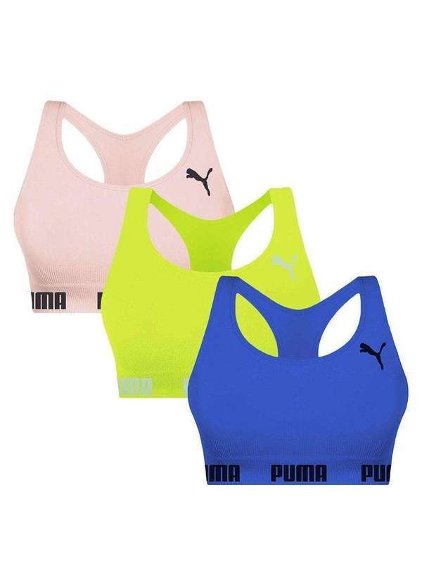 Puma - Kit 3 Tops Puma Nadador sem Costura Feminino Kit 3 Tops Puma Nadador Feminino