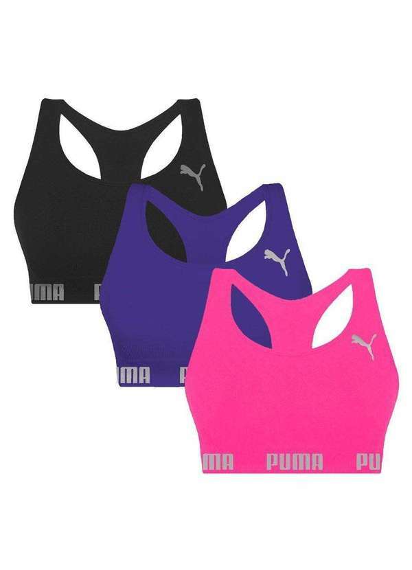 Puma - Kit 3 Tops Puma Nadador sem Costura Feminino Rosa