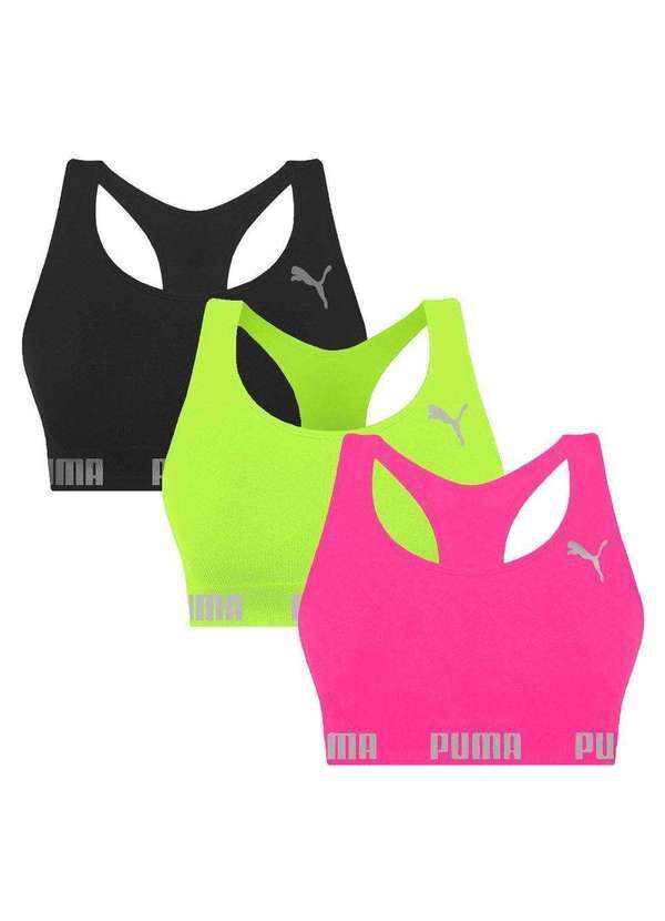 Puma - Kit 3 Tops Puma Nadador sem Costura Feminino Rosa