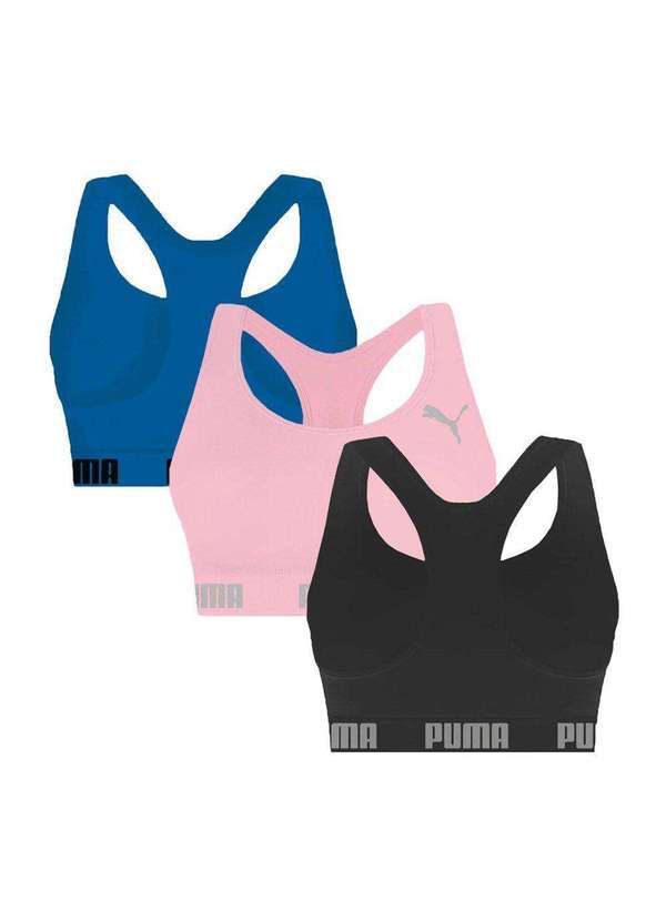 Selene - Kit 3 Tops Puma Nadador sem Costura Feminino Rosa 2
