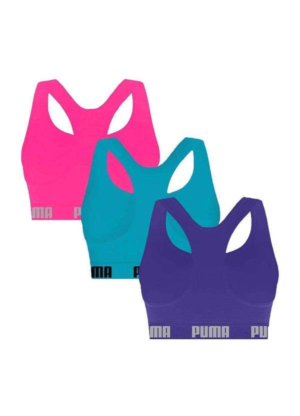 Selene - Kit 3 Tops Puma Nadador sem Costura Feminino Rosa 2