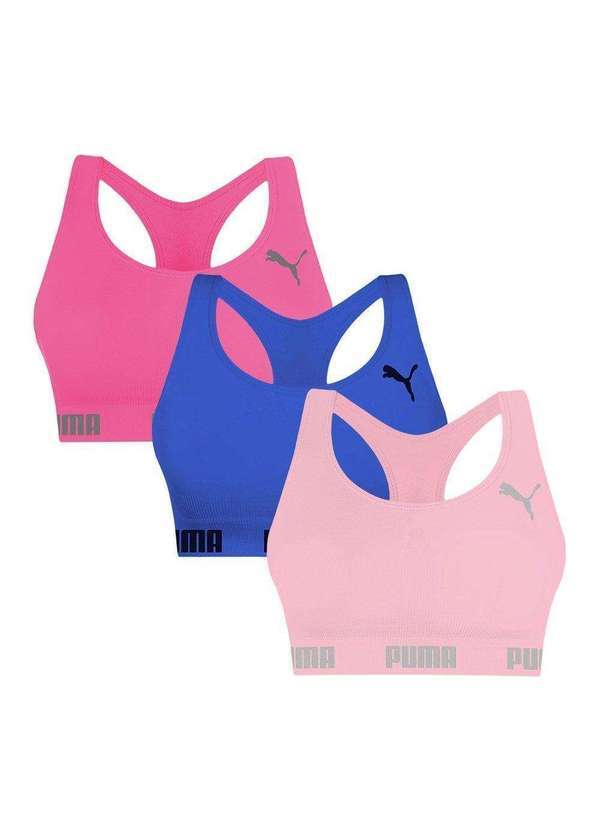 Puma - Kit 3 Tops Puma Nadador sem Costura Feminino Rosa