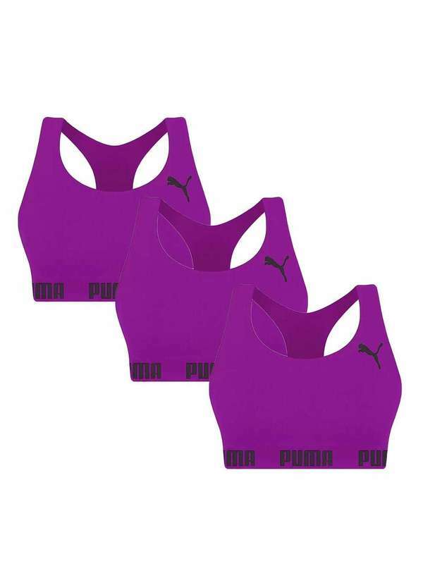 Puma - Kit 3 Tops Puma Nadador sem Costura Feminino Roxo